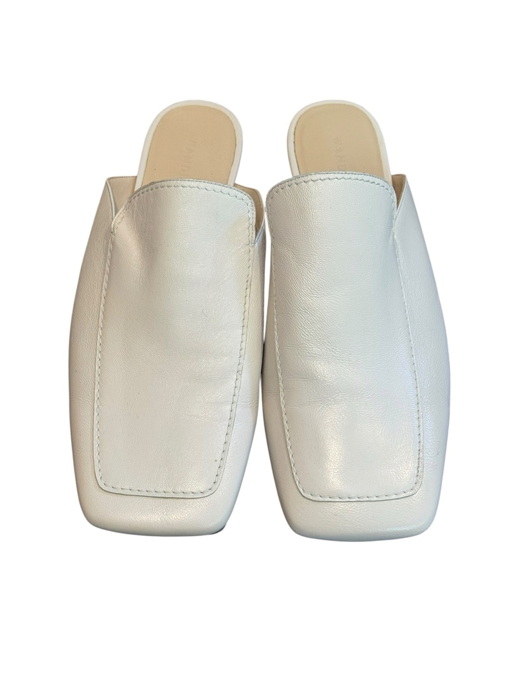 Wandler Cream Flat Mules Size 8.5